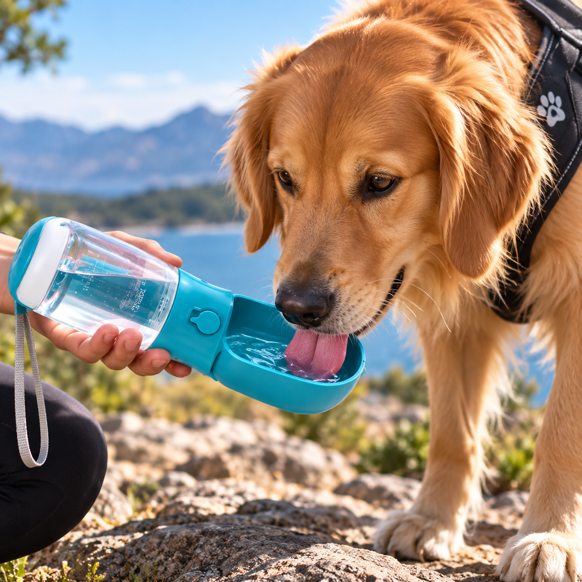 Gourde 3-en-1 pour Chien – Eau, Croquettes & Sacs