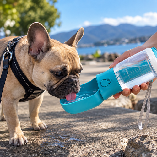 Gourde 3-en-1 pour Chien – Eau, Croquettes & Sacs